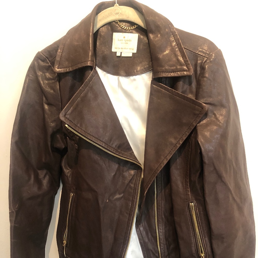 Kate Spade Brown leather jacket size 4